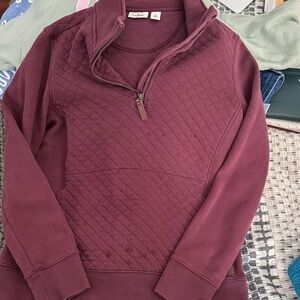 L.L. Bean Women's Quilted Cowl Neck Sweater - Maroon